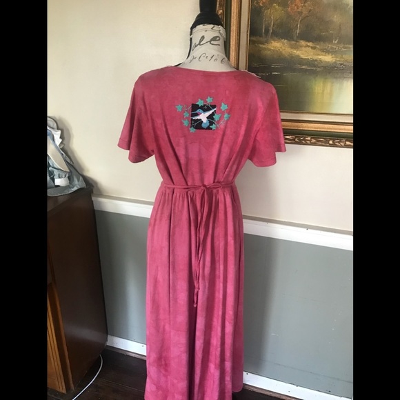Rare Pink Tie Dye Hummingbird Lace Collar Dress M - Picture 11 of 15